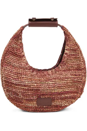 Staud Moon Raffia Tote Bag in Mahogany - Burgundy,Rust. Size all.