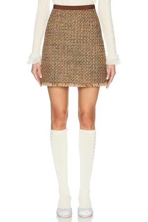 VALENTINO Fantasy Tweed Skirt in Marrone & Multicolor - Brown. Size 36 (also in 38, 40).