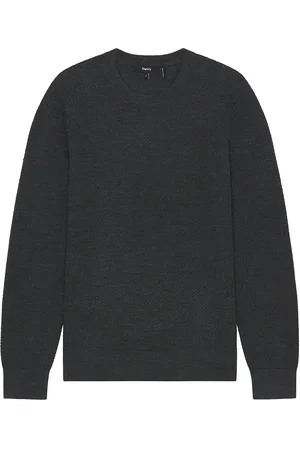 THEORY Maden Crewneck Sweater in Charcoal Melange - Charcoal. Size L (also in S, XL/1X).