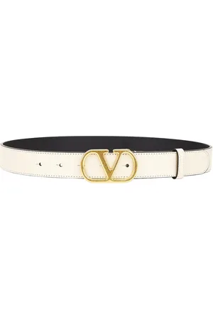 VALENTINO GARAVANI V Logo Signature 30 Belt in Butter White - White. Size 65 (also in 70, 75, 80, 85, 90).