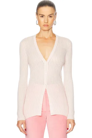 GABRIELA HEARST Emma Pointelle Cardigan in Pale Blush - Blush. Size L (also in M, S, XS).