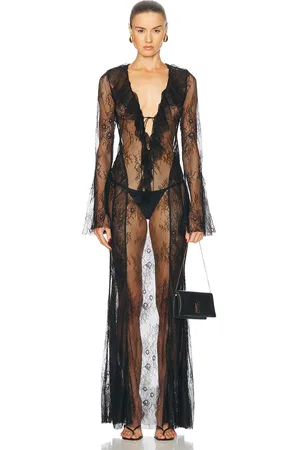 Bananhot Nori Maxi Dress in Black Lace - Black. Size M (also in S, XS).