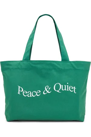 Museum of Peace and Quiet Wordmark Pigment Dyed Tote Bag in Forest - Green. Size all.