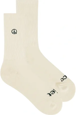 Museum of Peace and Quiet Icon Socks in Bone - Cream. Size all.