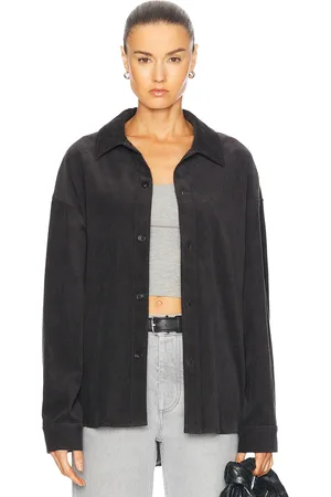WAO Oversized Corduroy Shirt in charcoal - Grey. Size L (also in M, S, XL/1X, XS).