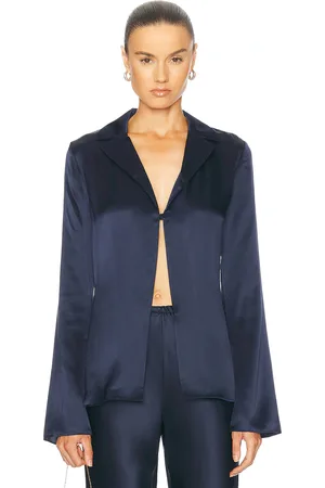 EAVES Gilad Silk Shirt in Navy - Navy. Size L (also in M, XS, XXS).