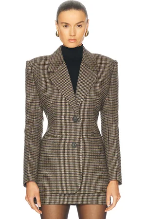 EAVES Rona Blazer in Plaid - Tan. Size XL (also in ).