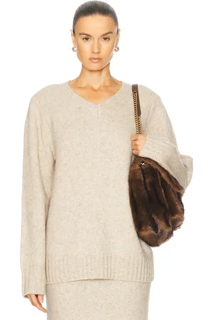 EAVES Amaya Knit Sweater in Stone - Ivory. Size L (also in M, S, XS, XXS).