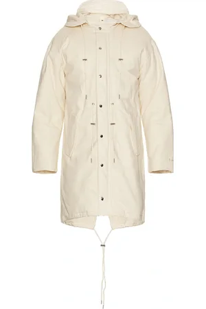 adidas Coach Coat in Wonder White - Brown. Size L (also in M, S, XL/1X).