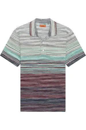 Missoni Short Sleeve Polo in Red & Blue - Blue. Size L (also in M, S).