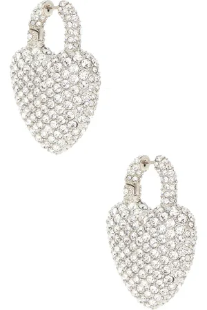 Balenciaga Minnie XL Earrings in Shiny Silver & Crystal - Metallic Silver. Size all.
