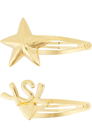 Saint Laurent Hair Clips in Dore - Metallic Gold. Size all.