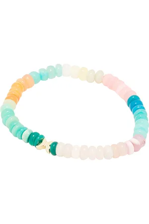 Sydney Evan Tiny Pure Butterfly Opal Rondelle Bracelet in Yellow Gold & Multicolor Opal Bead - Metallic Gold. Size all.