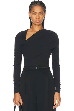 Carolina Herrera Draped Top in Black - Black. Size M (also in S, XS).