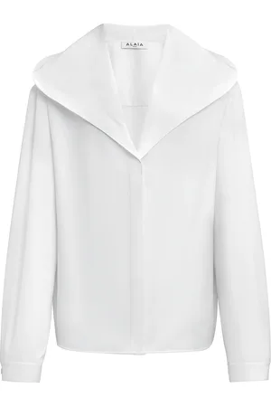 Alaïa Hooded Long Sleeve Top in Blanc - White. Size 34 (also in 40).