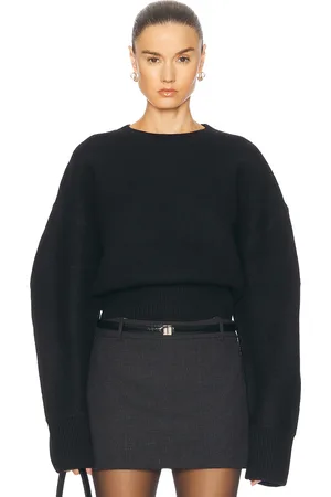 EAVES Arlet Crewneck Sweater in Black - Black. Size L (also in M, XL).