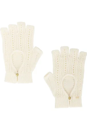 VALENTINO GARAVANI Fingerless Knitted Gloves in Betulla - Cream. Size all.