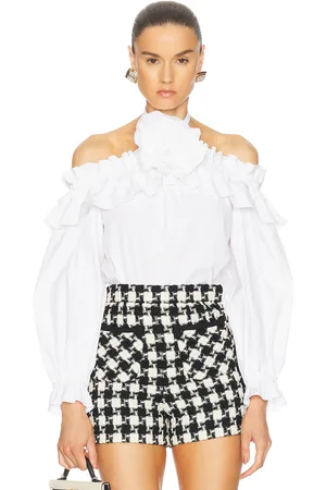 Carolina Herrera Halter Off The Shoulder Top in White - White. Size 0 (also in 2, 4).