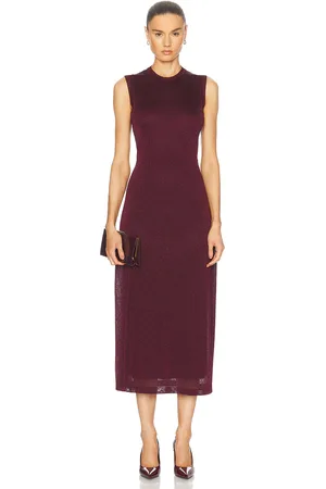 Salvatore Ferragamo Sleeveless Maxi Dress in Oxblood Lurex - Burgundy. Size L (also in M, S, XS).
