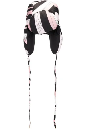 Emilio Pucci Chapka Hat in Nero & Rosa - Black. Size L (also in M, S).