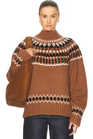 EAVES Cait Fair Isle Sweater in Brown Multi - Brown. Size L (also in M).