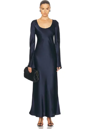 EAVES Gilad Silk Maxi Dress in Navy - Navy. Size S (also in XS).