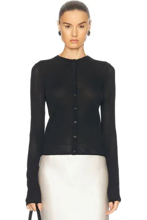 EAVES Alexander Sheer Knit Cardigan in Black - Black. Size S (also in XS).