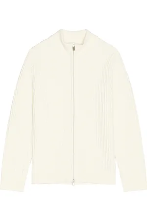 THEORY Tomas Full Zip Sweater Jacket in White Ivory - White. Size L (also in S, XL/1X).