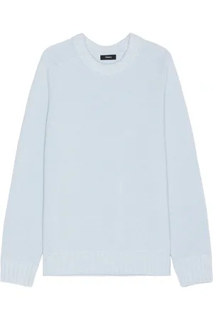 THEORY Heavy Wool Cashmere Crewneck Sweater in Skylight Melange - Blue. Size L (also in ).