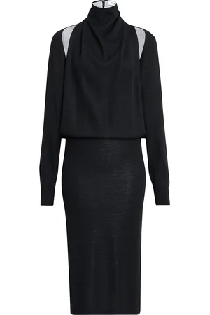 Alaïa Cut Out Long Sleeve Dress in Noir & Argent - Black. Size 34 (also in 36, 38).