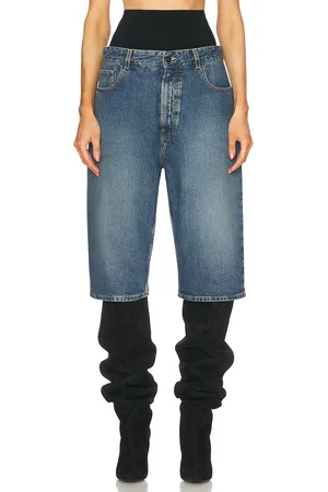 Alaïa High Waisted Bermuda Short in Blue Vintage - Blue. Size 34 (also in 36, 38, 42).