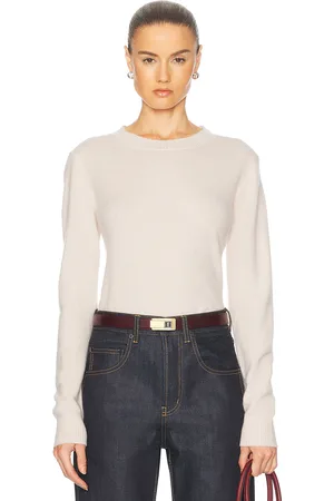 ENZA COSTA Powder Cashmere Knit Crewneck Top in Pale Pink - Pink. Size L (also in S, XS).