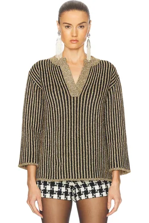 VALENTINO Lurex Top in Nero & Gold - Black. Size M (also in XS).