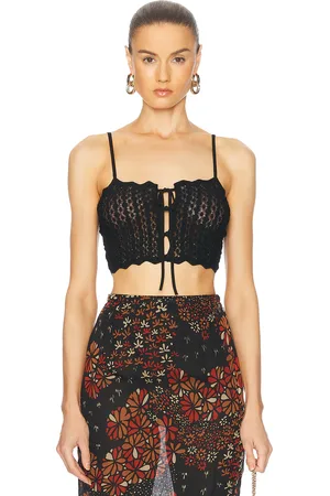 Saint Laurent Cropped Tank Top in Noir - Black. Size L (also in XS).