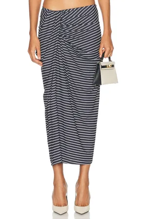 RONNY KOBO Rosalie Skirt in Navy Stripe - Navy. Size M (also in S, XS).