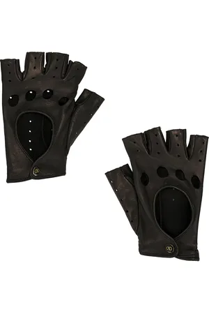 VALENTINO GARAVANI V Logo Signature Gloves in Nero & Oro - Black. Size 6 (also in 6.5, 7, 7.5, 8).