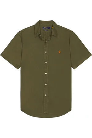 Ralph Lauren Garment Dyed Short Sleeve Oxford in New Olive - Olive. Size L (also in M, S).