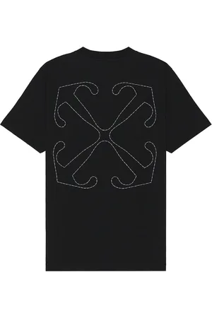 OFF-WHITE Stitch Arrow Slim Short Sleeve Tee in Black & White - Black. Size L (also in M, S, XL/1X).