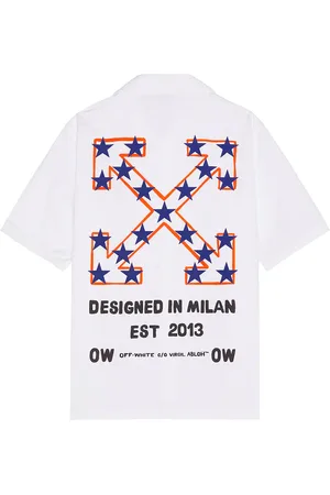 OFF-WHITE Star Arrow Poplin Bowling Shirt in White - White. Size 50 (also in 52).