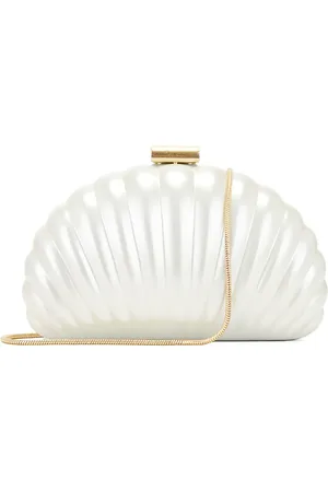 Simkhai Monet Pearlized Shell Clutch in Ivory - Ivory. Size all.