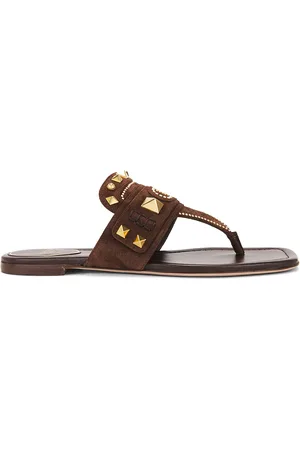 VALENTINO GARAVANI Plaster Caster Thong Sandal in Fondant - Brown. Size 36 (also in 36.5, 37, 37.5, 39, 39.5, 41).