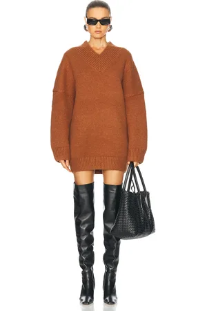 SER.O.YA Almada Sweater Dress in Toffee - Brown. Size S (also in XL, XS).