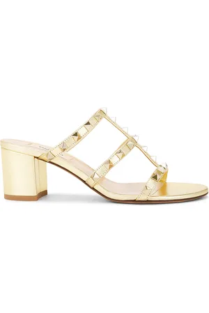 VALENTINO GARAVANI Rockstud Slide in Antique Brass - Metallic Gold. Size 36.5 (also in 37, 38.5, 39.5, 41).