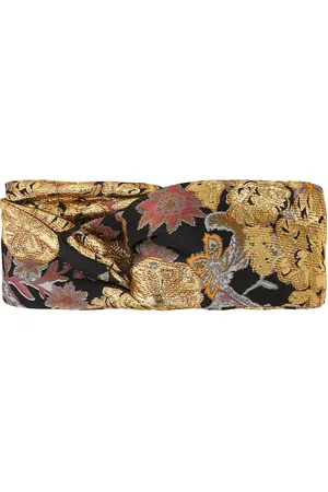 VALENTINO GARAVANI Famiglia 2 Headband in Nero Lurex Oro & Arancio - Tan. Size all.