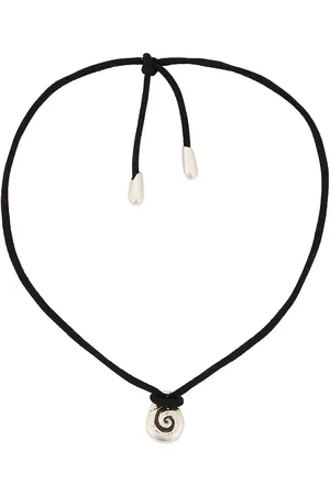 Sophie Buhai Nautilus Choker Necklace in Sterling Silver & Cotton Satin - Metallic Silver. Size all.