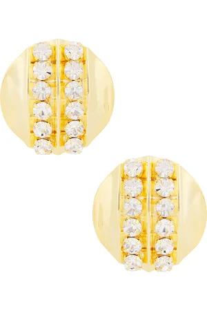 Alessandra Rich Crystal Round Earrings in Crystal & Gold - Metallic Gold. Size all.