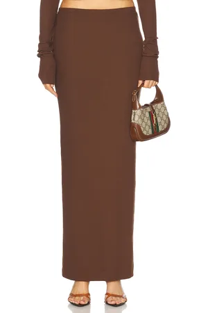 ÉTERNE Emma Skirt in Chocolate - Chocolate. Size XL (also in ).