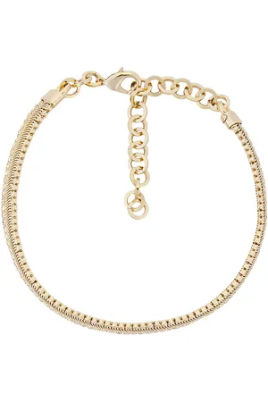 Alessandra Rich Chain Choker Necklace in Crystal & Gold - Metallic Gold. Size all.