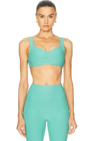 YEAR OF OURS Stretch Isadora Sports Bra in Pool Blue - Teal. Size M (also in S, XS).
