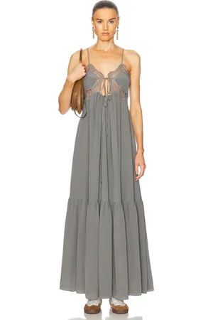 Chloé Flowy Slip Long Dress in Pearly Black - Grey. Size 40 (also in ).